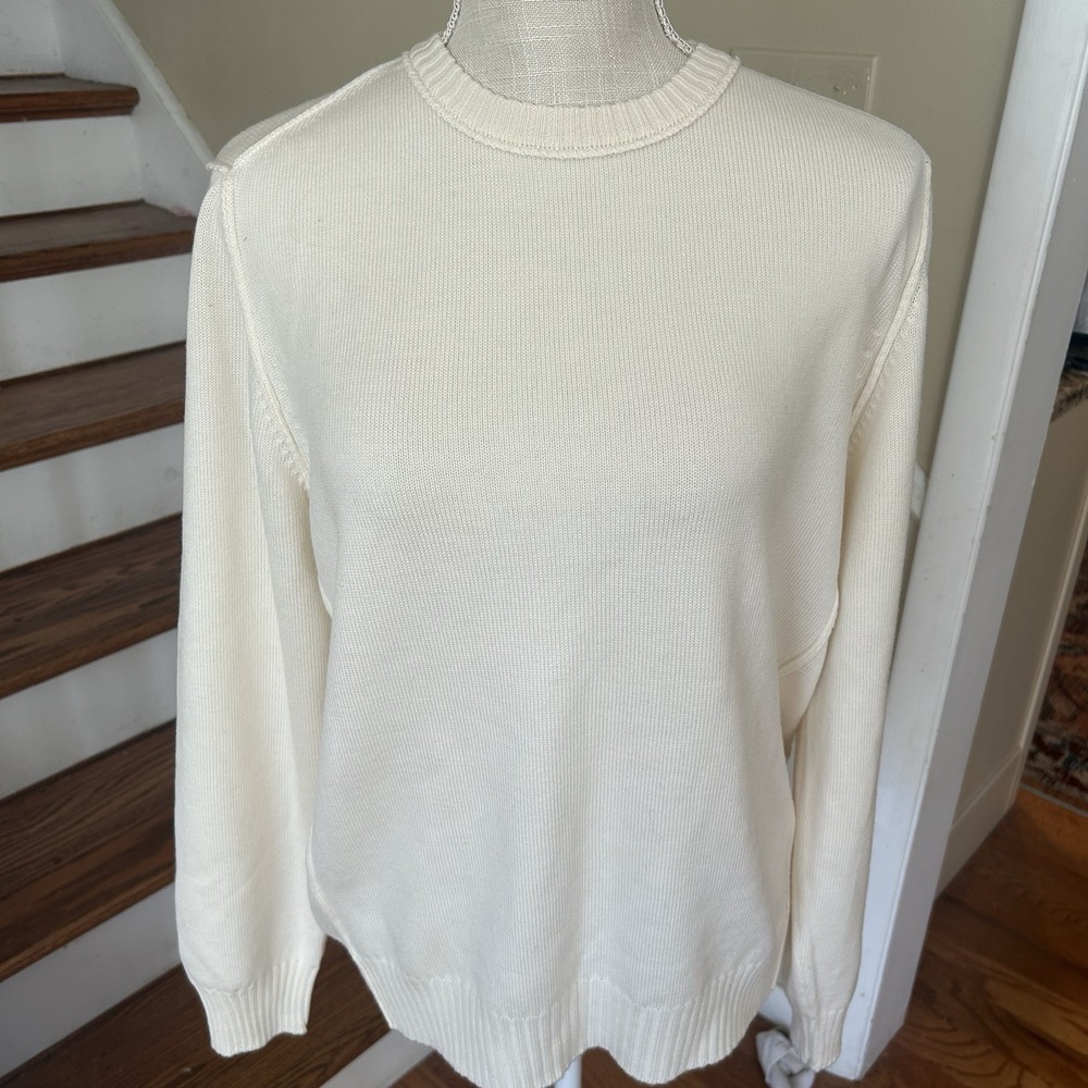 J3 Mens Crewneck Virgin Wool Sweater.  Exposed seams Luxury Italy